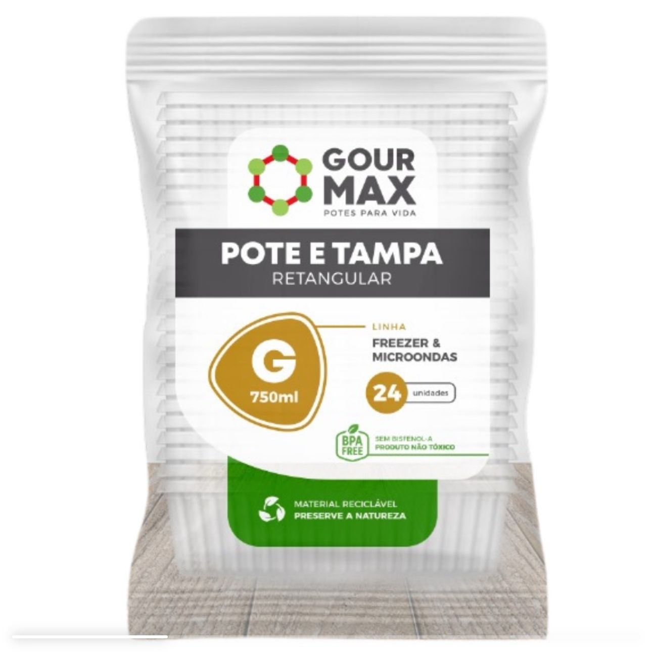 KIT 750ML POTE PP RETANGULAR MARMITA DESCARTAVEL COM TAMPA C/24 UNIDS - Imagem 5